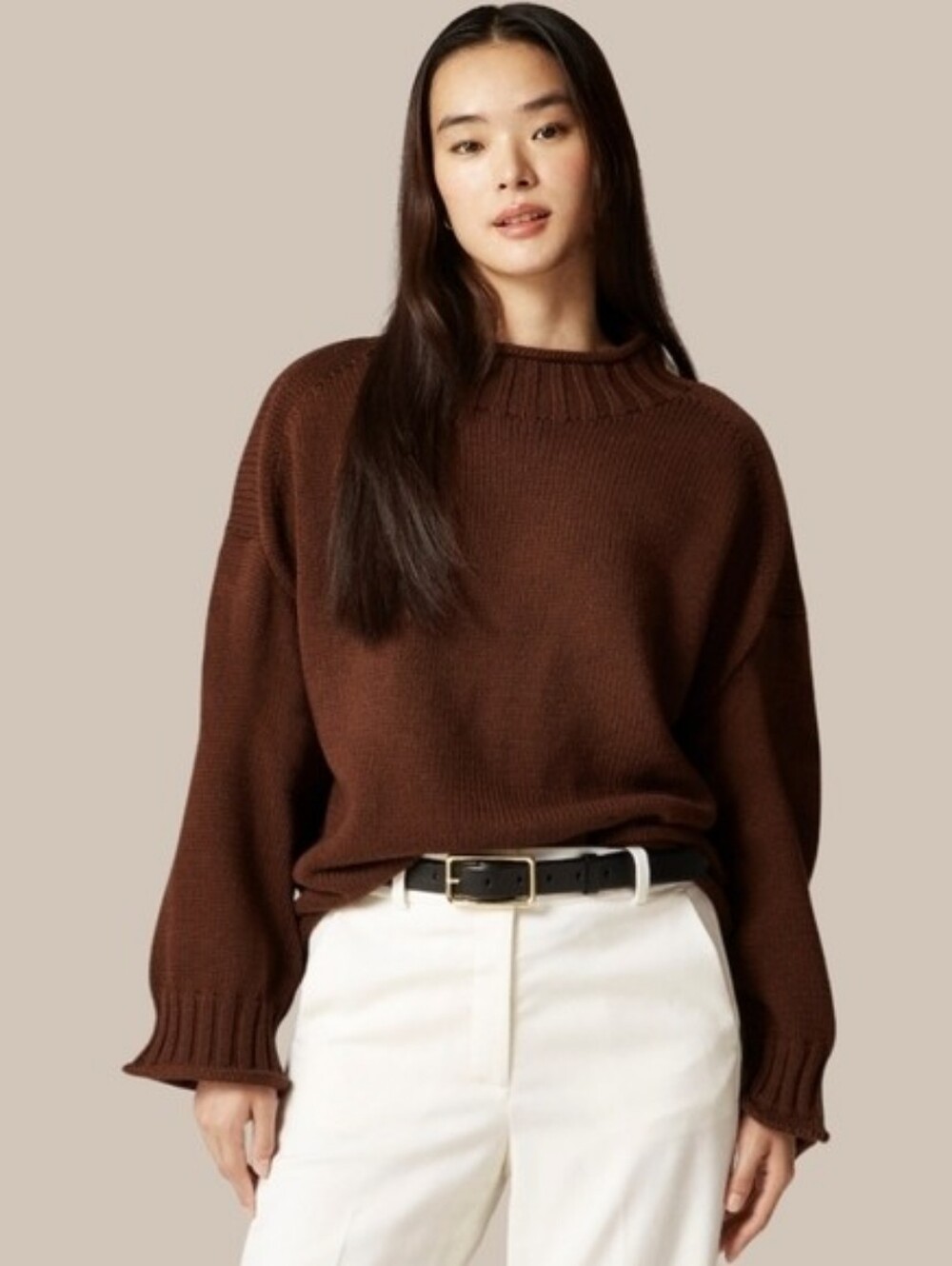 J. Crew 2025 Rollneck Sweater French Press Brown 100% Cotton XS Extra Small